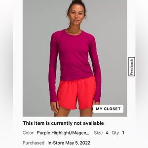 Lululemon Swiftly Tech LS 2.0 Race